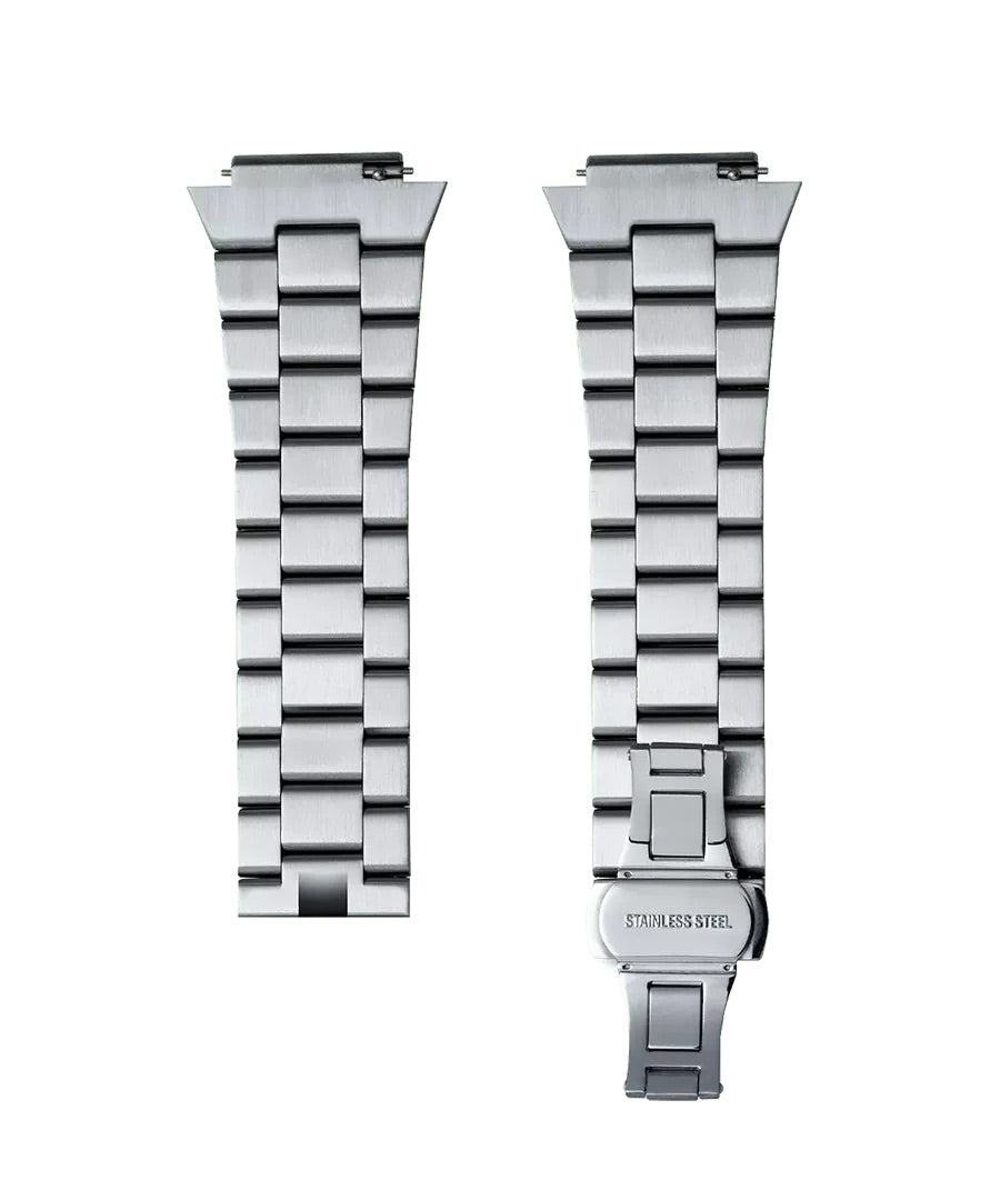 BRACELET DE MONTRE EN ACIER GIVRÉ ARGENT